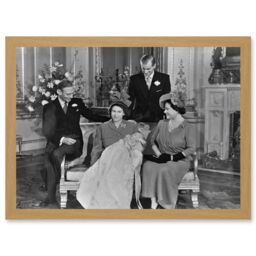 Artery8 King Charles III Third of England Christening Queen Elizabeth King George VI Photo Artwork Framed Wall Art Print A4 in Light Oak - thumbnail 1