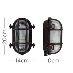 ValueLights Bow Nautical Oval Bulkhead IP64 Outdoor Garden Wall Light in Bronze - thumbnail 5
