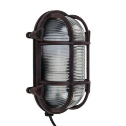 ValueLights Bow Nautical Oval Bulkhead IP64 Outdoor Garden Wall Light in Bronze - thumbnail 4