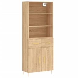 Berkfield Home Highboard Sonoma Oak 69.5x34x180 cm Engineered Wood in Light Tan