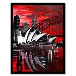 "Artery8 Sydney Opera House Dramatic Red Black NSW Framed Art Print - Size: W12"" x H16""" - thumbnail 1