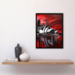 "Artery8 Sydney Opera House Dramatic Red Black NSW Framed Art Print - Size: W12"" x H16""" - thumbnail 4