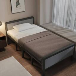 Havendro Folding Single Guest Bed Padded Foam Fold Up Metal Framed in Black - thumbnail 4