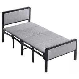 Havendro Folding Single Guest Bed Padded Foam Fold Up Metal Framed in Black