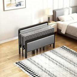 Havendro Folding Single Guest Bed Padded Foam Fold Up Metal Framed in Black - thumbnail 5