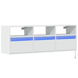 Berkfield Home TV Wall Cabinet with LED Lights White 130x31x45 cm - Size: 130 x 31 x 45 cm - thumbnail 3