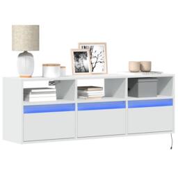 Berkfield Home TV Wall Cabinet with LED Lights White 130x31x45 cm - Size: 130 x 31 x 45 cm - thumbnail 2