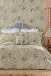 Sanderson 'Chestnut Tree' Cotton Duvet Cover Set in Grey - Size: Single - thumbnail 1