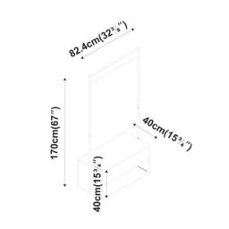 EONLION Wooden Coat Rack with Shelf & Metal Hanging Rail in Light Oak - thumbnail 2