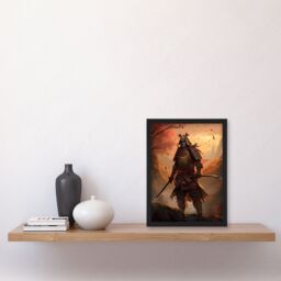 Artery8 Wall Art Print Fierce Samurai Warrior Concept Painting Warrior in O-yoroi Armour Prepared for Battle at Sunrise in Autumn Forest Landscape - thumbnail 4