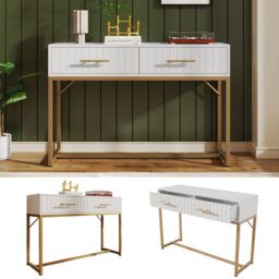 Matteo Dressing Table With 2 Drawers 75 Cm High, Chest Of Drawers in White - thumbnail 1