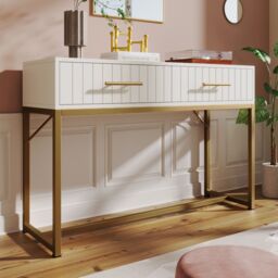Matteo Dressing Table With 2 Drawers 75 Cm High, Chest Of Drawers in White - thumbnail 7