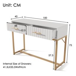 Matteo Dressing Table With 2 Drawers 75 Cm High, Chest Of Drawers in White - thumbnail 2