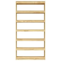 Berkfield Home Decorative Book Cabinet/Room Divider 100x30x200 cm Solid Pinewood in Light Brown - Size: 100 x 30 x 200 cm - thumbnail 5