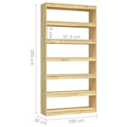 Berkfield Home Decorative Book Cabinet/Room Divider 100x30x200 cm Solid Pinewood in Light Brown - Size: 100 x 30 x 200 cm - thumbnail 8