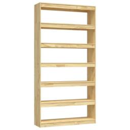 Berkfield Home Decorative Book Cabinet/Room Divider 100x30x200 cm Solid Pinewood in Light Brown - Size: 100 x 30 x 200 cm - thumbnail 3