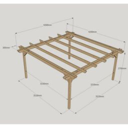 Rutland County Garden Furniture Ltd Double Garden Pergola - Wood - L420 x W420 x H270 cm - Light Green in Brown - thumbnail 5