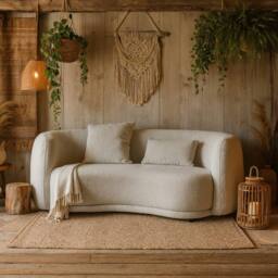 Wyld Haus Norwalk Two Seater Minimalist White Upholstered Sofa