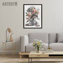 "Artery8 Spring Flowers in a Vase Still Life Teyler Black Framed Canvas Art in White - Size: W12"" x H16""" - thumbnail 3