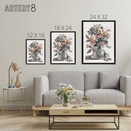 "Artery8 Spring Flowers in a Vase Still Life Teyler Black Framed Canvas Art in White - Size: W12"" x H16""" - thumbnail 4