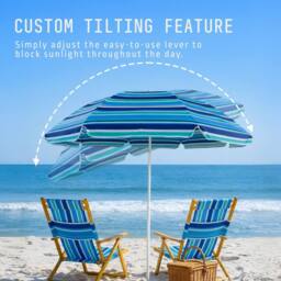 Voyager 1.6 Meters Beach Umbrella with Bag - Outdoor Garden Parasol, Waterproof in Blue - thumbnail 5