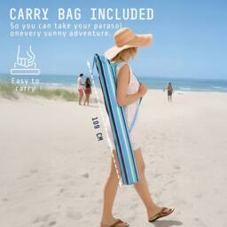 Voyager 1.6 Meters Beach Umbrella with Bag - Outdoor Garden Parasol, Waterproof in Blue - thumbnail 7