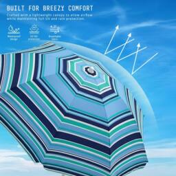 Voyager 1.6 Meters Beach Umbrella with Bag - Outdoor Garden Parasol, Waterproof in Blue - thumbnail 4