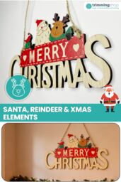 Neel Blue Rustic Wooden Christmas Table Sign, Merry Xmas Tabletop Centrepiece in Natural - thumbnail 4