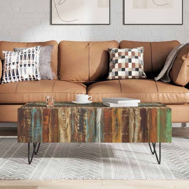 Berkfield Home Beautiful Coffee Table Solid Reclaimed Wood 100x50x38 cm - Size: 100 x 50 x 38 cm - image 1