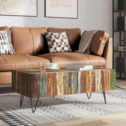 Berkfield Home Beautiful Coffee Table Solid Reclaimed Wood 100x50x38 cm - Size: 100 x 50 x 38 cm - thumbnail 2