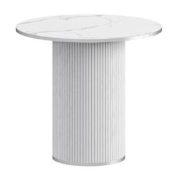 Dprodo 80CM Round Dining Table & Chairs of 4 in White - thumbnail 6