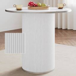 Dprodo 80CM Round Dining Table & Chairs of 4 in White - thumbnail 2