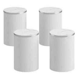 Dprodo 80CM Round Dining Table & Chairs of 4 in White - thumbnail 5