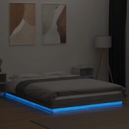 Berkfield Home Bed Frame with LED Lights without Mattress Grey Sonoma 120x190cm - Size: 120x190 cm - thumbnail 4