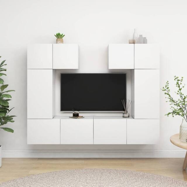 Berkfield Home 6 Piece TV Cabinet Set White Engineered Wood - image 1