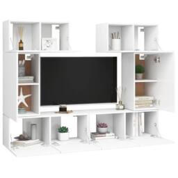 Berkfield Home 6 Piece TV Cabinet Set White Engineered Wood - thumbnail 3