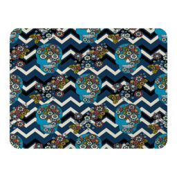 Benjamin Tate Design Embroidery Colorful Simplified Ethnic Skull Blue Pattern Blanket in Natural - Size: 120 cm x 150 cm - thumbnail 1