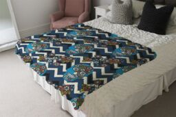 Benjamin Tate Design Embroidery Colorful Simplified Ethnic Skull Blue Pattern Blanket in Natural - Size: 120 cm x 150 cm - thumbnail 3