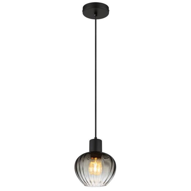 Netlighting Toy 19cm Dome Pendant Matt Black Smoke Glass Shade 1x E27 - image 1