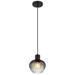 Netlighting Toy 19cm Dome Pendant Matt Black Smoke Glass Shade 1x E27 - thumbnail 1
