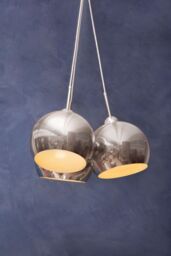 Orsina Triple Pendant Ceiling Light, Chrome Ball Shades With Iron Build, Modern Hanging Light For Dining Room in Silver - thumbnail 2