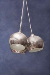 Orsina Triple Pendant Ceiling Light, Chrome Ball Shades With Iron Build, Modern Hanging Light For Dining Room in Silver - thumbnail 3
