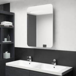 Berkfield Home LED Bathroom Mirror Cabinet Shining White 60x11x80 cm - Size: 60 x 11 x 80 cm - thumbnail 1