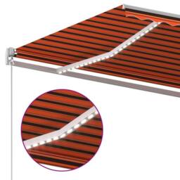 Berkfield Home Manual Retractable Awning with LED 400x300 cm Orange & Brown - thumbnail 5
