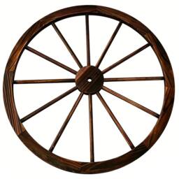 NESTLUNE Large 90cm Wooden Garden Cart Wagon Wheel Rustic in Brown - Size: 100 cm x 15 cm