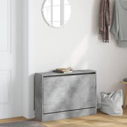Berkfield Home Shoe Cabinet Concrete Grey 80x21x57 cm Engineered Wood - Size: 80 x 21 x 57 cm - thumbnail 3
