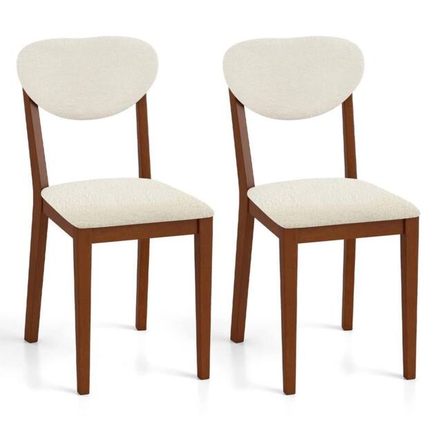 VOGREX 2Pcs Modern Walnut Dining Chairs Rubber Wood Legs - image 1