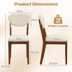 VOGREX 2Pcs Modern Walnut Dining Chairs Rubber Wood Legs - thumbnail 2