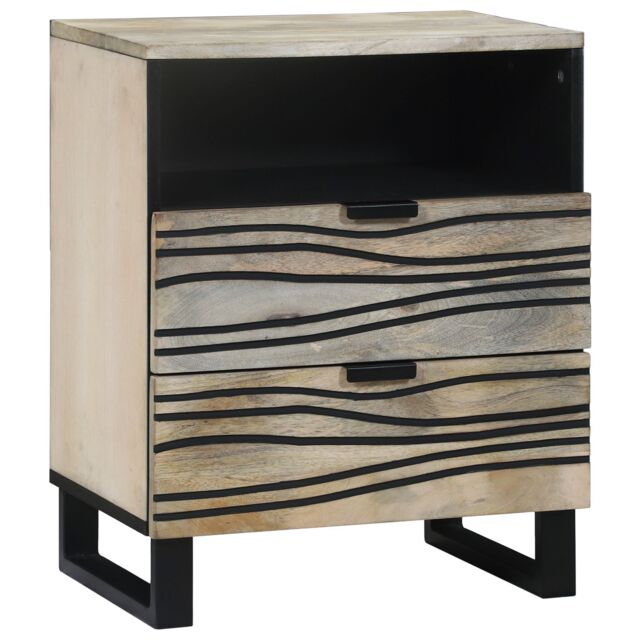 Berkfield Home Bedside Tables with Drawer White & Black 50 x 33 x 60 cm - image 1