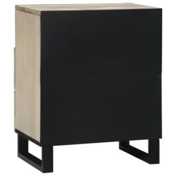 Berkfield Home Bedside Tables with Drawer White & Black 50 x 33 x 60 cm - thumbnail 5